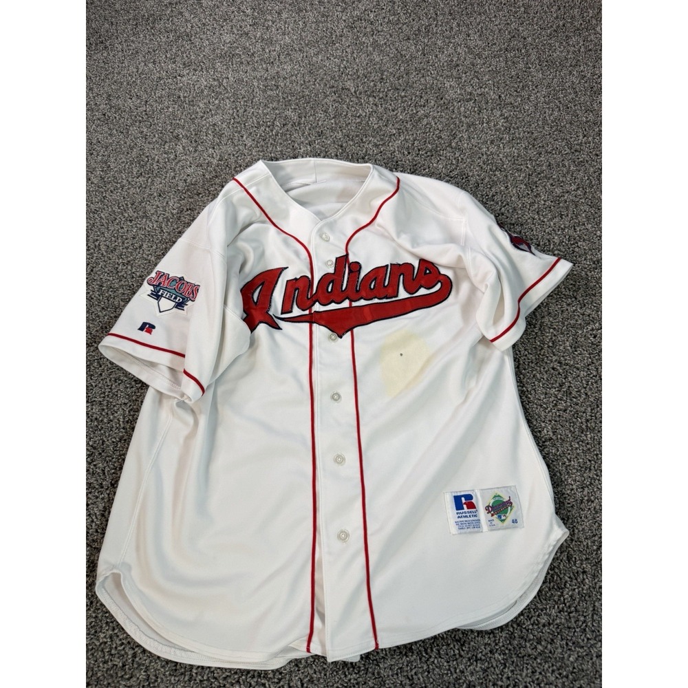 Vintage 90s Cleveland Indians Russell Athletic MLB Jersey Men's Size 48 White